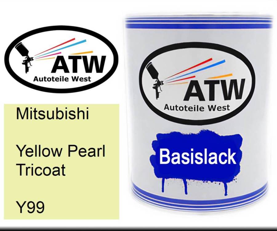 Mitsubishi, Yellow Pearl Tricoat, Y99: 1L Lackdose, von ATW Autoteile West.